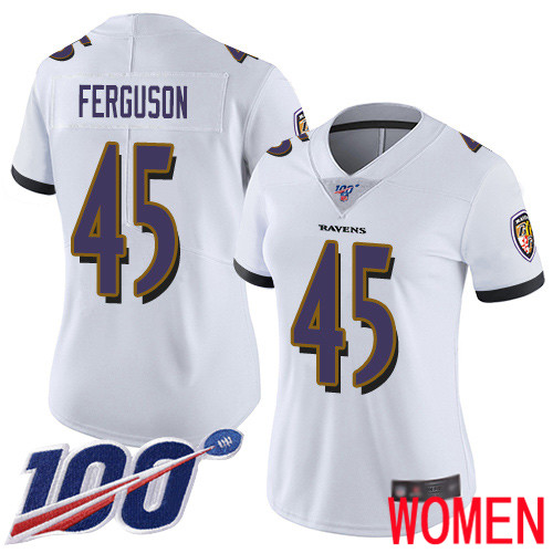 Baltimore Ravens Limited White Women Jaylon Ferguson Road Jersey NFL Football #45 100th Season Vapor Untouchable
